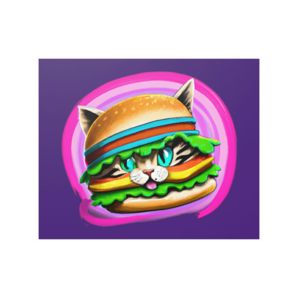 Cat in a Burger - Satin Poster Print